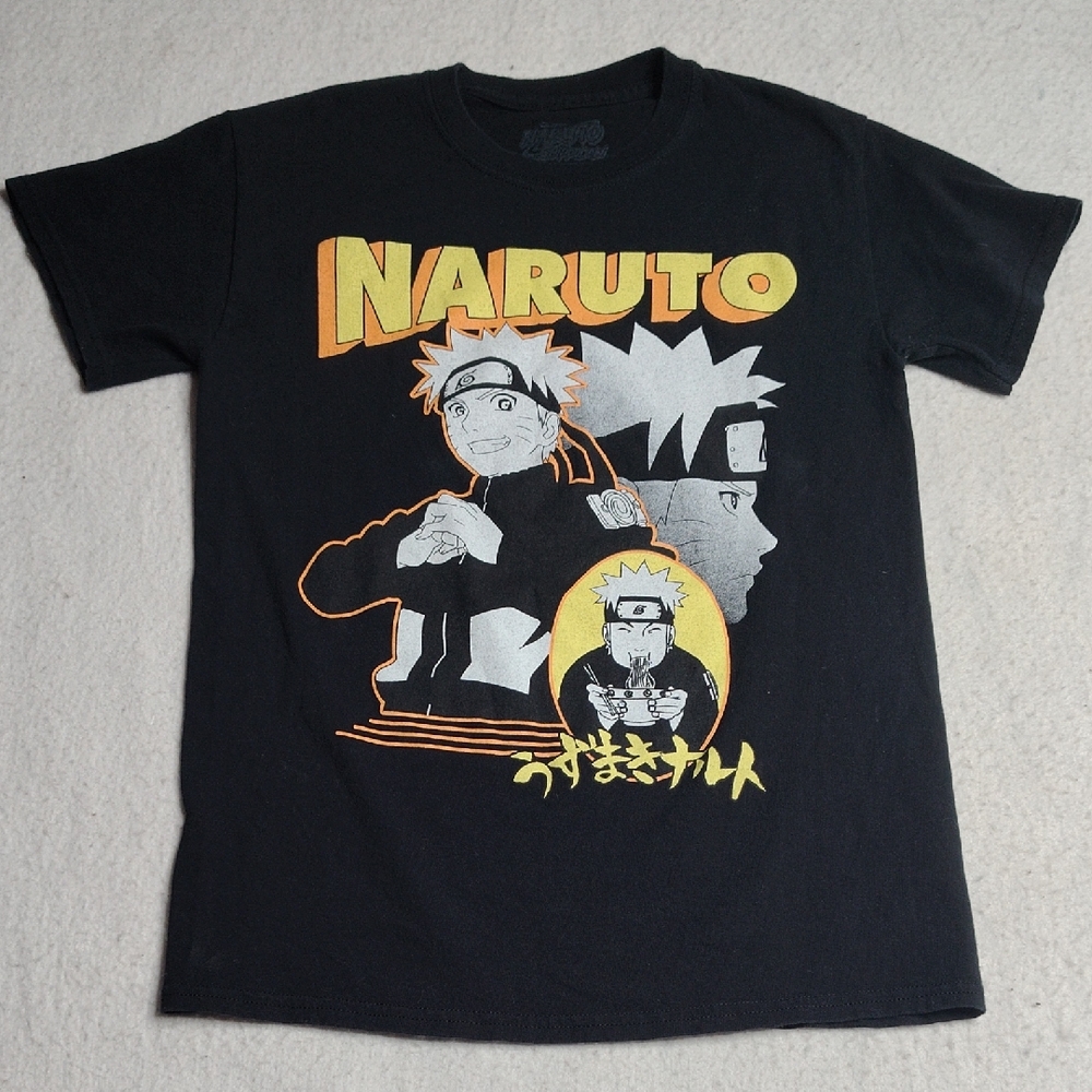 Vintage Naruto T-Shirt Size Small Black‎ Anniversary Edition Ramen Shippuden
